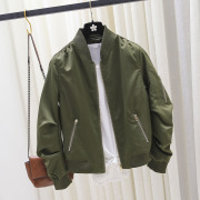 韩国军绿色夹克外套女秋冬季飞行员棒球服宽松bf加厚短款棉服