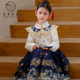 女童汉服马面裙春秋亲子装，母女新中式儿童，中国风唐装古风古装演出