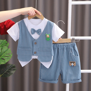 宝宝夏装男童套装0一1-2-3岁小童洋气儿童夏季婴儿衣服帅气童装潮