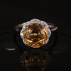 天然黄晶s925纯银，镀白金戒指女时尚，气质彩宝黄水晶指环开口