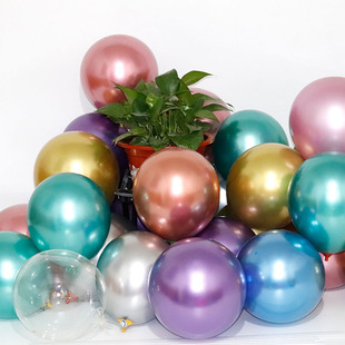 10寸金属气球婚房装饰美式铬，合金色加厚乳胶珠光网红气球订制印字