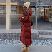 长款红色羽绒棉衣棉服，外套女冬季2024时尚洋气，加厚面包服棉袄