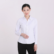 白衬衫v领斜条纹长袖，职业装气质工装棉修身显瘦大码正装衬衣2#