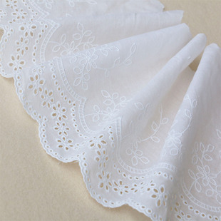 白色棉布花边手工宽材料窗帘棉，衣服布料diy蕾丝花边辅料20cm宽