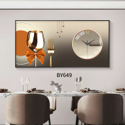 酒杯餐厅装饰画轻奢高级感饭厅背景墙画带钟表时钟挂画餐桌壁画
