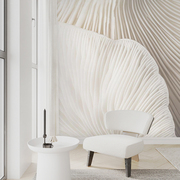 北欧风3d立体壁纸客厅沙发，壁画简约美式蘑菇白色墙纸卧室背景