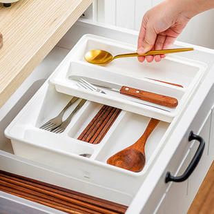 日本厨房抽屉双层自由分，格收纳盒橱柜餐具分隔塑料，整理盒置物盒