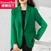 绿色西装外套女春秋2024年高级感韩版休闲气质时尚小西服上衣