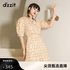 dzzit地素 奥莱春款娃娃领印花短袖甜美连衣裙女3D3O4417M