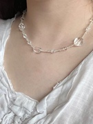 透明纯天然白水晶项链女锁骨链高级轻奢小众设计刻面切面颈链