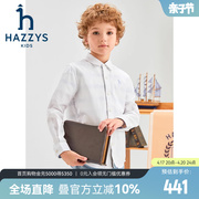 hazzys哈吉斯(哈吉斯)童装男童，衬衫2024春季棉质学院英伦长袖上衣