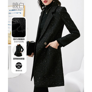 晚白秋冬韩版洋气时尚，高级感职业，风衣气质黑色西装外套女长款