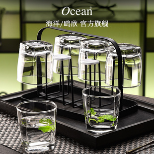 ocean进口玻璃杯家用待客杯子喝水绿茶杯，果汁啤酒杯耐热高档套装