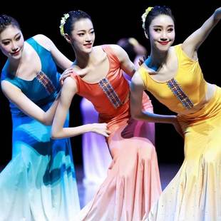 2021成人儿童傣族舞蹈服装演出服女艺考服云之南孔雀舞包臀