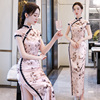老上海滩蕾丝嵌边真丝旗袍长款气质优雅性感年轻款少女时尚中国风
