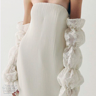 白色蕾丝泡泡袖长款新娘手套，婚纱礼服手袖影楼，造型写真配饰手纱