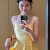 dokiee法式黄色吊带，连衣裙女夏季高级感气质收腰显瘦a字裙