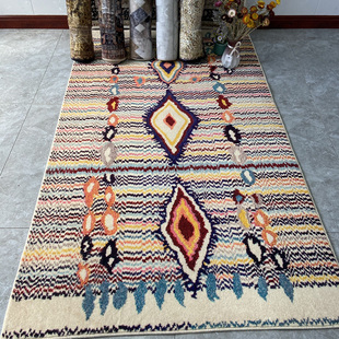 摩洛哥北欧现代家用地毯茶几毯仿羊绒加厚隔音客厅，茶几毯防滑卧室