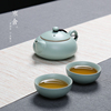陶瓷功夫茶具套装家用客厅，简约汝窑茶具，一壶两杯泡茶壶茶杯汝瓷