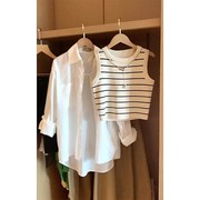 夏季白色衬衫成套搭配女装休闲时尚减龄运动短裤两件套装夏装洋气