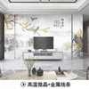 新中式电视背景墙瓷砖山水画微晶石岩，板客厅大理石材大板轻奢o