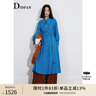 idpan女装时尚秋季廓形设计荷叶边下摆泡泡，袖中长袖连衣裙