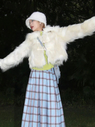 环保狐狸毛皮草(毛皮草)外套，女短款2023冬季加厚小个子洋气毛毛年轻款