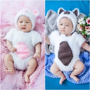 春季猪宝宝婴儿满月百天摄影服饰影楼，照相服装新生儿拍照服装