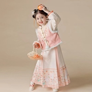 儿童汉服冬季中国风过年服唐装加厚小可爱三件套马面裙女童拜年服