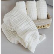 儿童毛巾洗脸纯棉，柔软纱布毛巾长方形白色，宝宝6层吸水泡泡洗澡巾