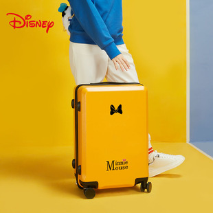 迪士尼拉杆箱黄色女士20寸轻便行李箱24寸大容量旅行箱网红款