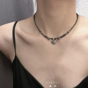 原创「平安锁」手工纯银锁骨链复古串珠设计感小众项链女夏新中式