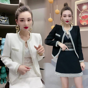 网红时尚套装女2023年春季小香风时髦韩版短款外套+短裙
