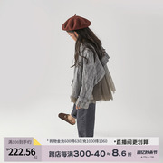 nngz春季时尚女童格子外套，韩版设计感儿童小西装，上衣洋气时髦风衣