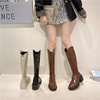 黑色长靴靴女靴子2024韩版高跟靴长筒靴显瘦棕色高筒靴骑士靴