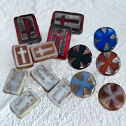 捷克珠玻璃珠十字架系列直孔珠一个DIY手工饰品材料配件珠绣