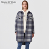 Marc O'Polo/MOP秋冬女士格子纹衬衫式长款羊毛双面呢大衣外套