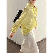 高品质亮黄色轻薄透气女天丝长袖防晒衫空调宽松有型