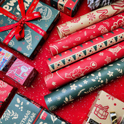 圣诞包装纸2023年大尺寸包装纸平安夜苹安果包装纸diy礼盒材料包装纸高级感牛皮纸花束鲜花包装
