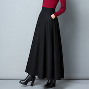 韩国羊毛半身裙秋冬加厚a字裙高腰，大摆毛呢裙子，纯色大码羊绒长裙