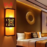 复古中式壁灯实木客厅卧室宾馆，床头灯过道走廊，仿古羊皮灯工程壁灯