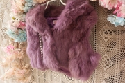 淡紫色小短款皮草外套，小开衫2021年个性，皮草兔毛