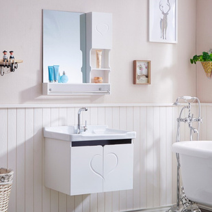 欧式pvc浴室柜组合洗脸盆，洗手面盆卫浴柜，洗漱台卫生间挂墙吊镜柜