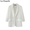 拉夏贝尔/La Chapelle新中式国风西装外套女薄款春夏款垫肩小西服