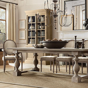 美式做旧实木餐桌椅组合复古会议桌，欧式办公桌法式工作台培训长桌