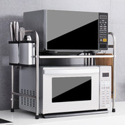 不锈钢厨房置物架多层微波炉架子台面落地双层烤箱收纳储物架