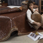 高端天然碳化麻将1.8m床可折叠凉席，双人家用1.5米竹席子奢华盛世