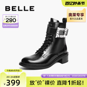 百丽马丁靴女款冬季女靴子商场同款气质粗跟短靴BP361DZ2