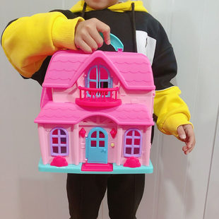梦幻豪华双层手提灯光别墅仿真儿童过家家房子玩具粉色公主城堡