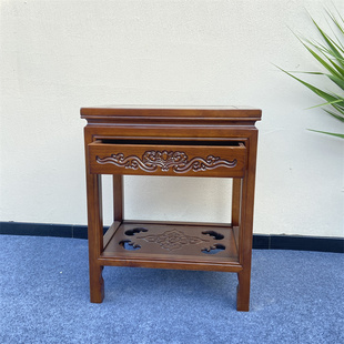 中式实木抽屉花架盆景鱼缸架，奇石桌榆木，置物架电话桌茶几沙发边几